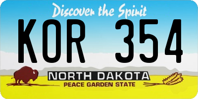 ND license plate KOR354