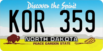 ND license plate KOR359