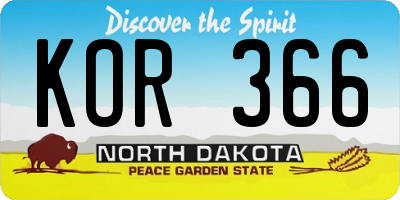 ND license plate KOR366