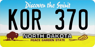 ND license plate KOR370