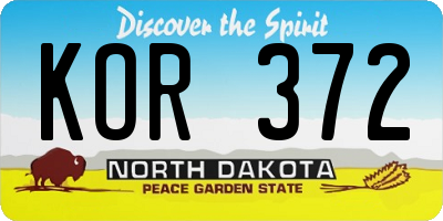 ND license plate KOR372