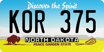 ND license plate KOR375