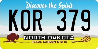 ND license plate KOR379
