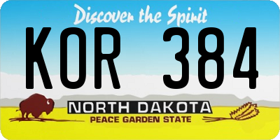ND license plate KOR384