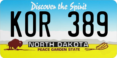 ND license plate KOR389