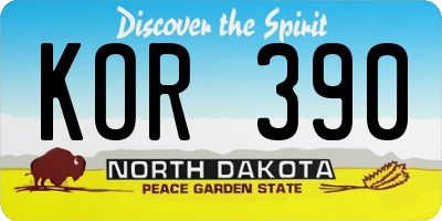 ND license plate KOR390