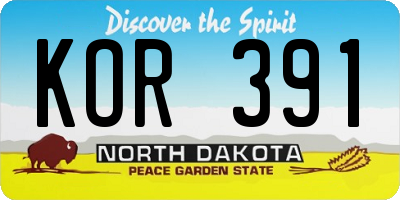ND license plate KOR391