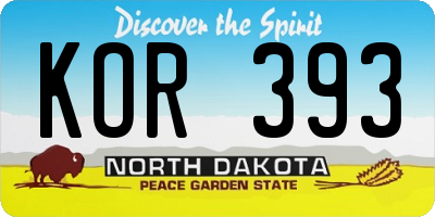 ND license plate KOR393