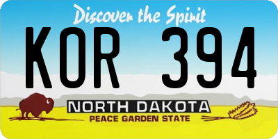 ND license plate KOR394