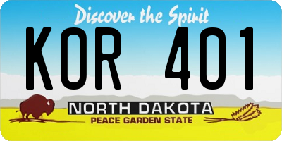 ND license plate KOR401