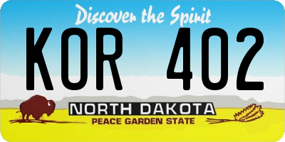 ND license plate KOR402