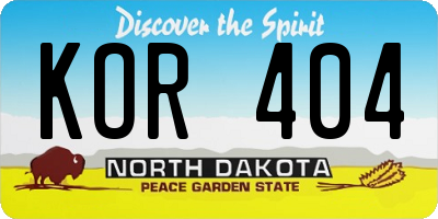 ND license plate KOR404