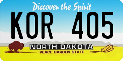 ND license plate KOR405