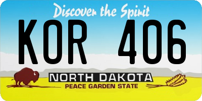 ND license plate KOR406