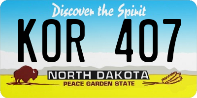 ND license plate KOR407