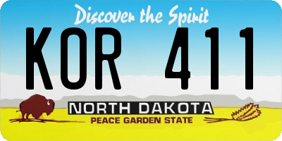ND license plate KOR411