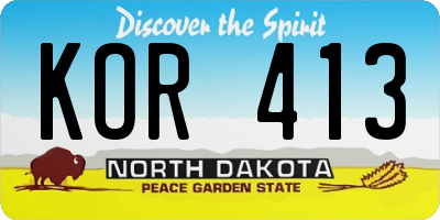 ND license plate KOR413