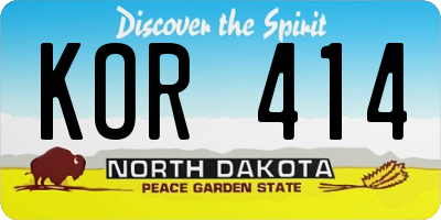 ND license plate KOR414