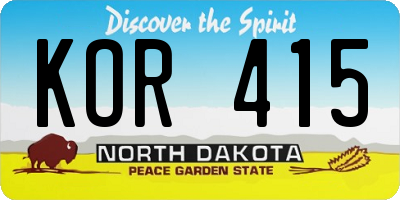 ND license plate KOR415