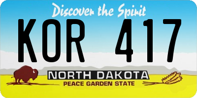 ND license plate KOR417