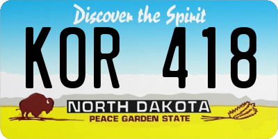 ND license plate KOR418