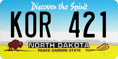 ND license plate KOR421