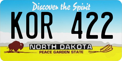 ND license plate KOR422