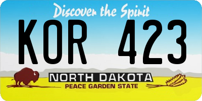 ND license plate KOR423