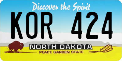 ND license plate KOR424