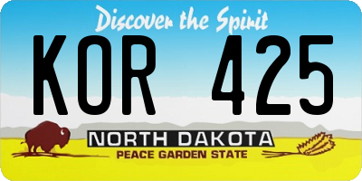 ND license plate KOR425