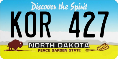 ND license plate KOR427