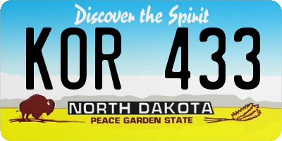 ND license plate KOR433