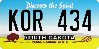 ND license plate KOR434