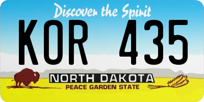 ND license plate KOR435
