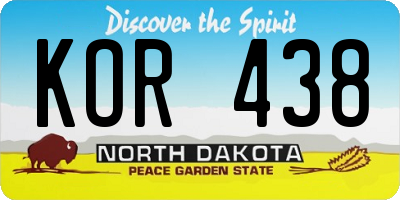 ND license plate KOR438