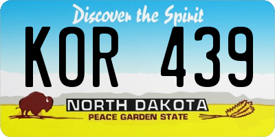 ND license plate KOR439