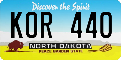 ND license plate KOR440