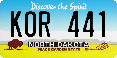 ND license plate KOR441