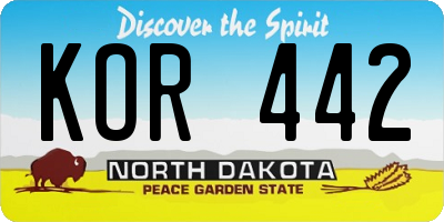 ND license plate KOR442