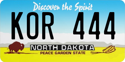 ND license plate KOR444