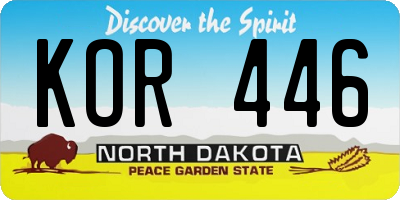 ND license plate KOR446
