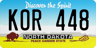 ND license plate KOR448