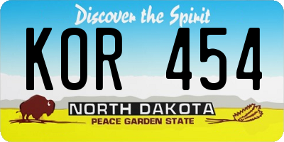ND license plate KOR454
