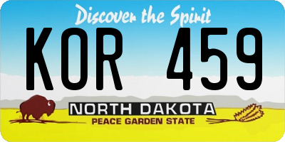ND license plate KOR459