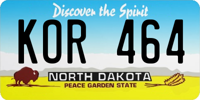 ND license plate KOR464