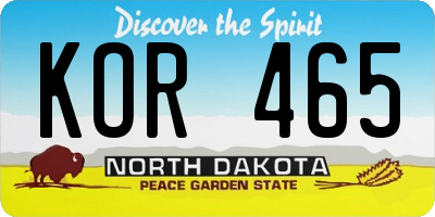 ND license plate KOR465