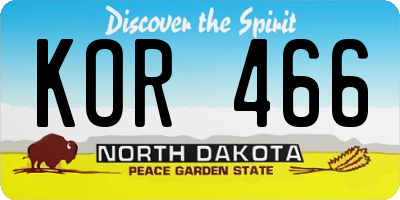 ND license plate KOR466