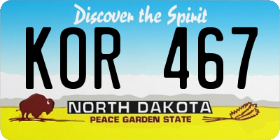 ND license plate KOR467