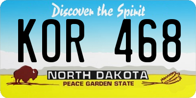 ND license plate KOR468
