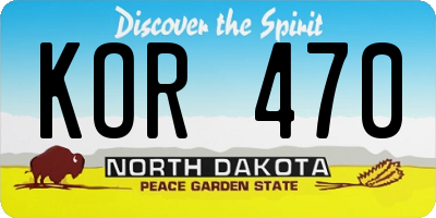 ND license plate KOR470